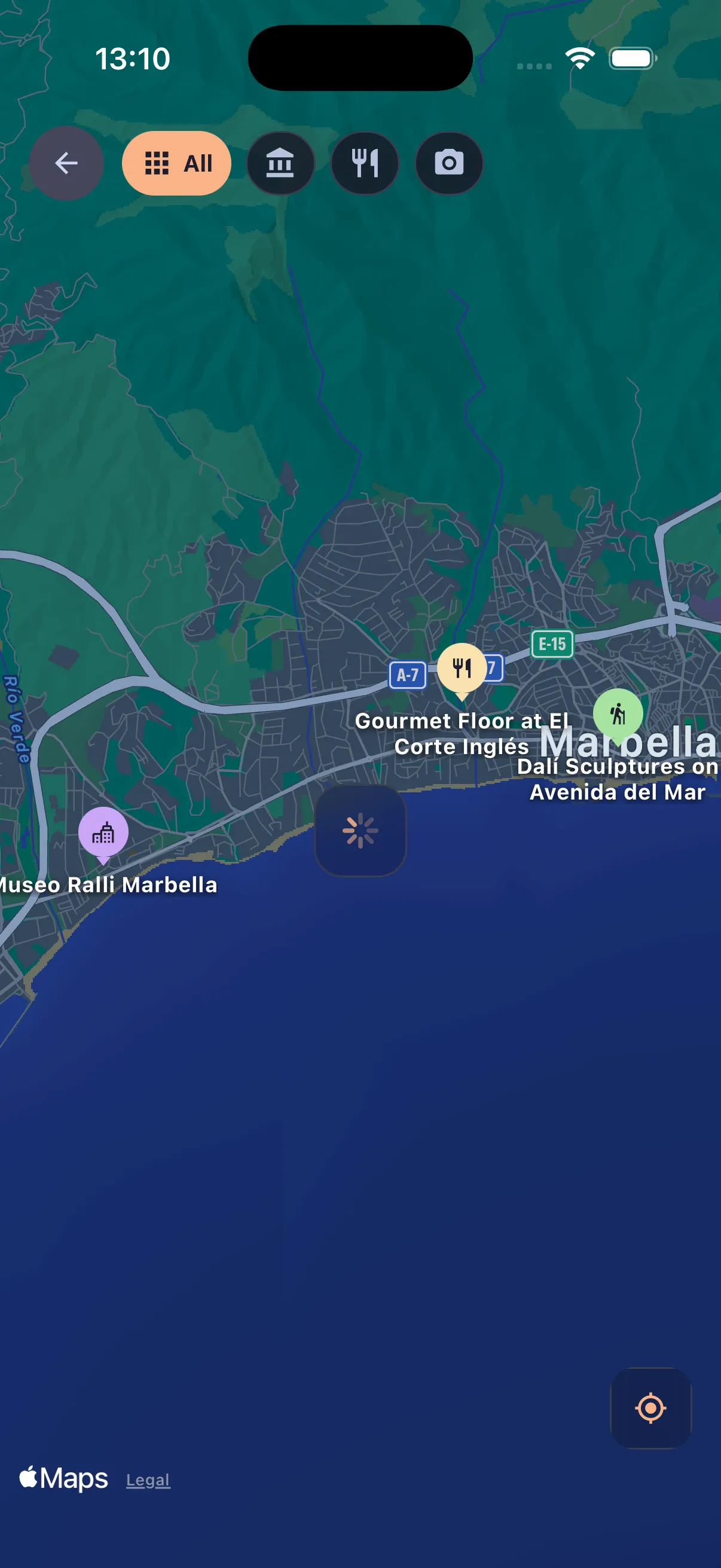 Interactive map with local spots